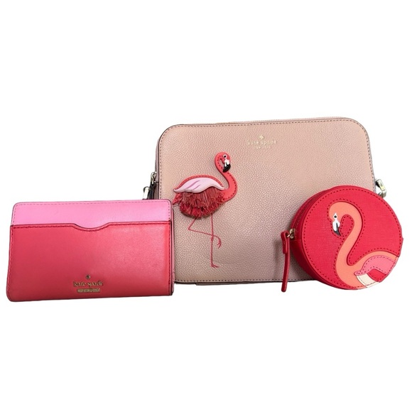 Kate Spade By The Pool Camera Bag,flamingo coin purse and wallet included. - Picture 4 of 17
